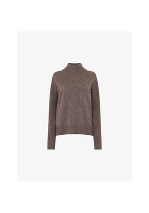 Womens Whistles Roll-Neck Patch-Pocket Wool Jumper