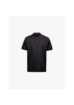 Mens Prada Logo-Badge Slim-Fit Cotton-Piqué Polo Shirt