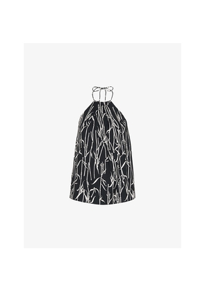 Womens Whistles Bamboo-Print Halter-Neck Woven Top
