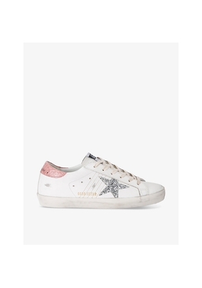 Womens Golden Goose Women's Superstar 11115  Star-Embroidered Leather Low-Top Trainers