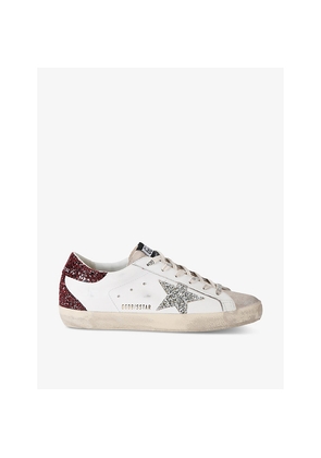 Womens Golden Goose Women's Superstar 82710 Star-Embroidered Leather Low-Top Trainers
