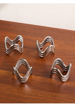 L'Objet - Ripple Set of Four Platinum-Plated Napkin Rings - Men - Silver