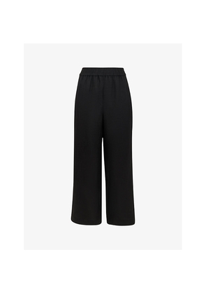 Womens Whistles Patch-Pocket Wide-Leg Mid-Rise Linen Trousers