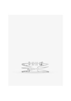 Womens Apm Monaco Triple-Band Sliding-Rings Sterling-Silver and Zirconia Cuff Bracelet