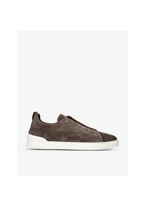 Mens Zegna Triple Stitch Suede Low-Top Trainers