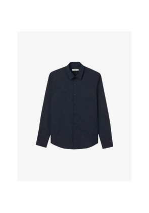 Mens Sandro Classic-Collar Slim-Fit Stretch Cotton-Blend Shirt