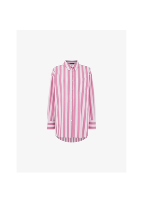 Womens Whistles Stripe-Pattern Oversized Cotton Shirt