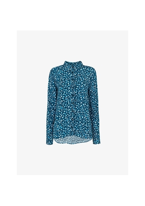 Womens Whistles Pastel Leopard-Print Long-Sleeve Woven Shirt