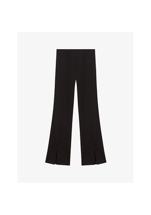 Womens Maje Split-Cuff Flare-Leg High-Rise Stretch-Woven Trousers