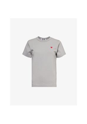 Mens Comme Des Garcons Play Heart Logo-Embroidered Cotton-Jersey T-Shirt
