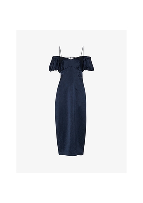 Womens Whistles Faye Bardot-Neck Satin Midi Dress