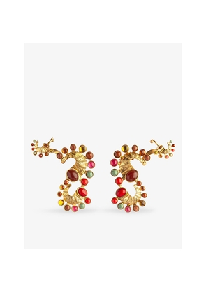 Womens La Maison Couture Sonia Petroff Seahorse 24ct Yellow Gold-Plated Brass and Gemstone Earrings