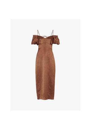 Womens Whistles Faye Bardot-Neck Satin Midi Dress