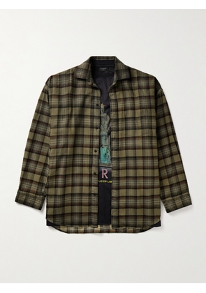 Balenciaga - Oversized Layered Checked Cotton-Flannel and Printed Jersey Shirt - Men - Green - 1