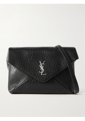 SAINT LAURENT - Cassandre Logo-Appliquéd Textured-Leather Pouch - Men - Black