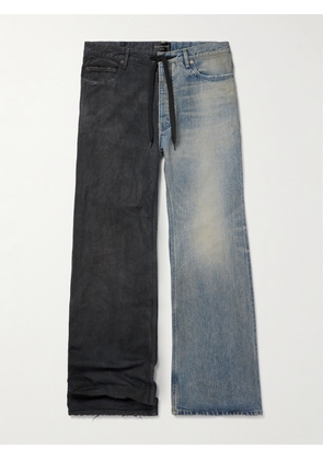 Balenciaga - Fifty-Fifty Wide-Leg Two-Tone Distressed Drawstring Jeans - Men - Blue - XS