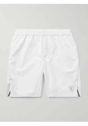 Brunello Cucinelli - Straight-Leg Logo-Print Embroidered Shell Tennis Shorts - Men - White - S