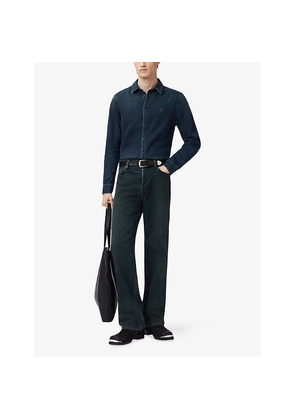 Mens Allsaints Gleason Logo-Embroidered Regular-Fit Denim Shirt