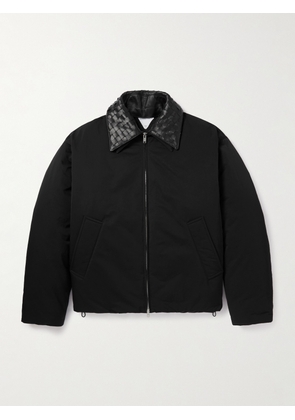 Bottega Veneta - Intrecciato Leather-Trimmed Matte-Shell Down Jacket - Men - Black - M