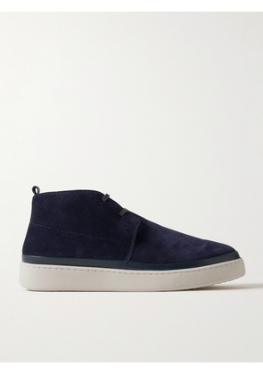 Mulo - Leather-Trimmed Waxed-Suede Chukka Boots - Men - Blue - UK 7