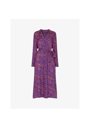 Womens Whistles Mottled Leopard-Print Woven Midi Dress