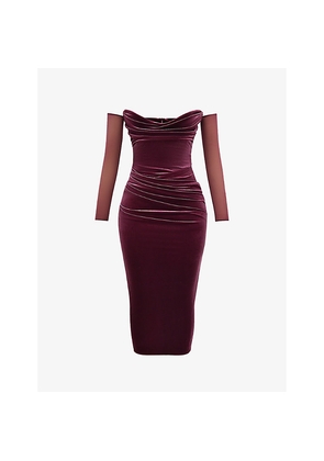 Womens House of CB Leora Strapless Stretch-Velvet Midi Dress