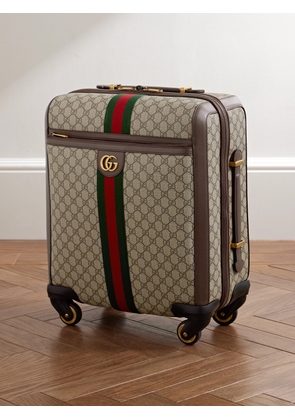 Gucci - Savoy Leather-Trimmed Printed Coated-Canvas Suitcase - Men - Neutrals