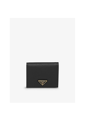 Womens Prada Logo-Plaque Small Saffiano Leather Wallet
