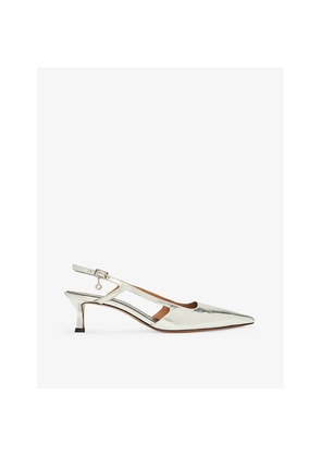 Womens Maje Cut-Out Kitten-Heel Leather Slingbacks