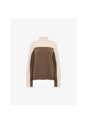 Womens Whistles Colour-Blocked Wool Jumper