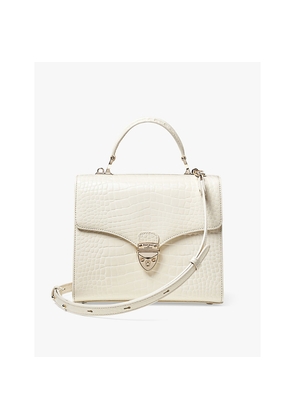 Womens Aspinal Of London Mayfair Croc-Embossed Leather Top-Handle Bag
