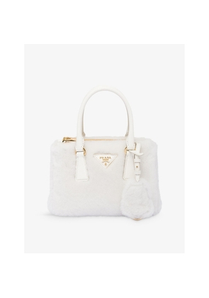 Womens Prada Galleria Mini Shearling Top-Handle Bag