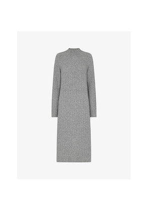 Womens Whistles High-Neck Relaxed-Fit Stretch Wool-Blend Midi Dress