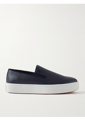 Christian Louboutin - Boatissimo Cross-Grain Leather Slip-On Sneakers - Men - Blue - EU 40