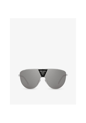 Prada Pr 69Zs Shield-Frame Metal Sunglasses