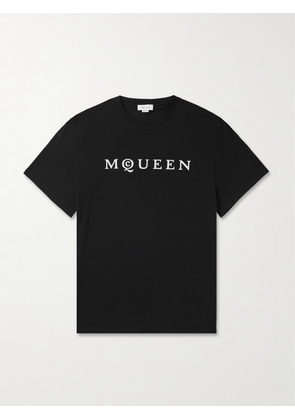 McQueen - Logo-Flocked Cotton-Jersey T-Shirt - Men - Black - S