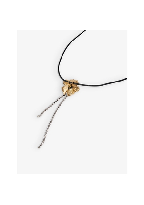 Womens Maje Flower Diamante-Embellished Brass and Cotton Choker Necklace