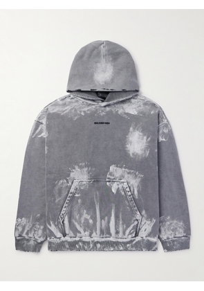 Balenciaga - Logo-Print Distressed Paint-Splattered Cotton-Jersey Hoodie - Men - Gray - S