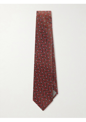Charvet - 8.5cm Embroidered Silk Tie - Men - Brown