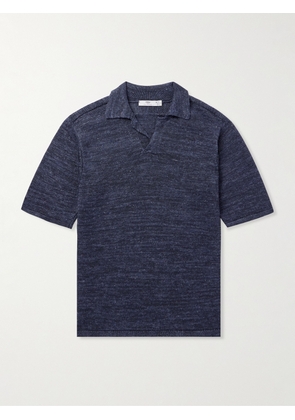 Inis Meáin - Knitted Linen Polo Shirt - Men - Blue - S