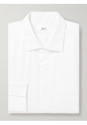 Mr P. - Pleated Cotton-Poplin Tuxedo Shirt - Men - White - 17