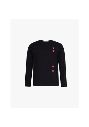 Mens Comme Des Garcons Play Vertical Heart-Print Cotton-Jersey T-Shirt