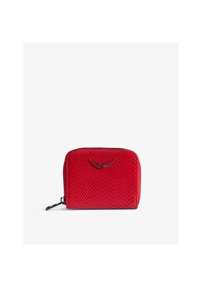 Womens Zadig&Voltaire Wing-Embellished Embossed-Leather Zip-Around Wallet