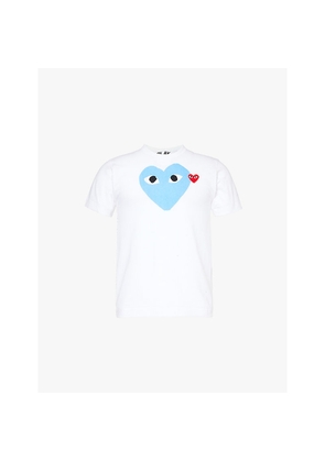 Mens Comme Des Garcons Play Big and Small Heart Brand-Appliqué Cotton-Jersey T-Shirt
