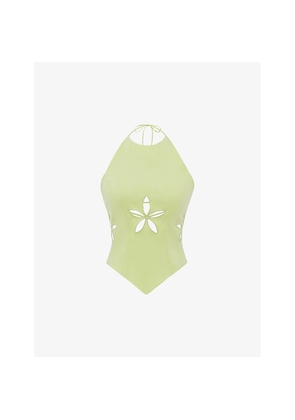 Womens Mistress Rocks Cut-Out Halterneck Woven Top