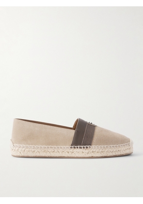 Christian Louboutin - Alfarica Logo-Embellished Leather and Grosgrain-Trimmed Suede Espadrilles - Men - Neutrals - EU 40