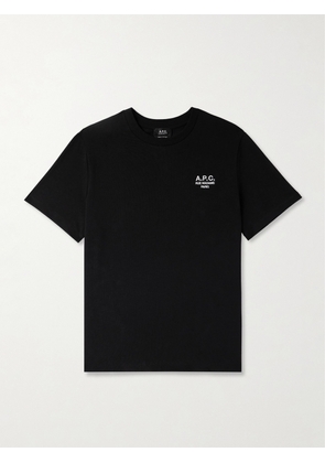 A.P.C. - Logo-Embroidered Cotton-Jersey T-Shirt - Men - Black - XS