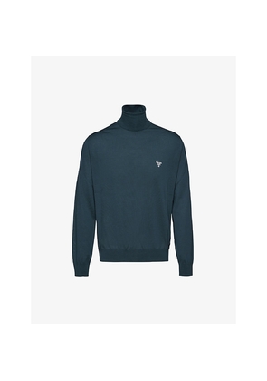Mens Prada Logo-Print Turtleneck Wool Jumper