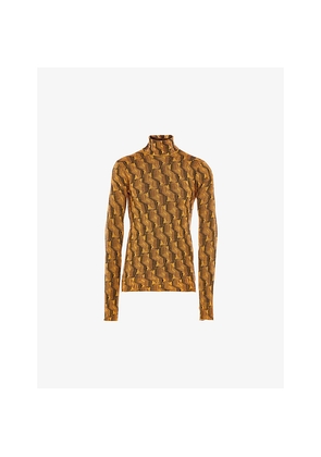 Mens Prada Geometric-Pattern Turtleneck Wool Sweatshirt