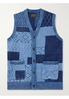 Beams Plus - Patchwork Indigo-Dyed Cotton Sweater Vest - Men - Blue - S
